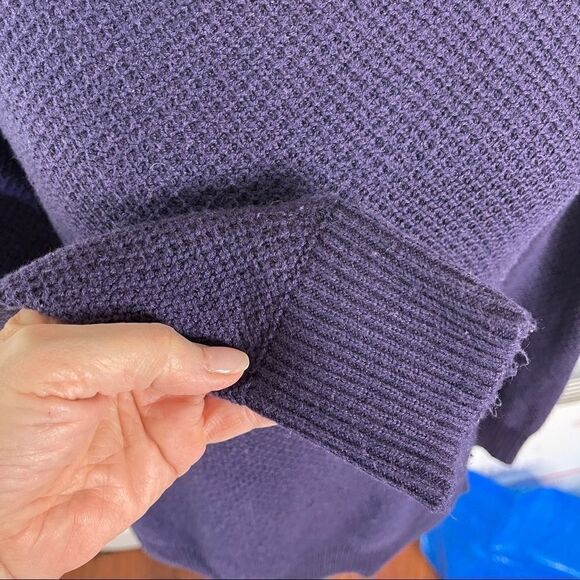 Gap Modern Eggplant Purple‎ Waffle Knit Long Sleeve Boatneck Sweater - Picture 5 of 12